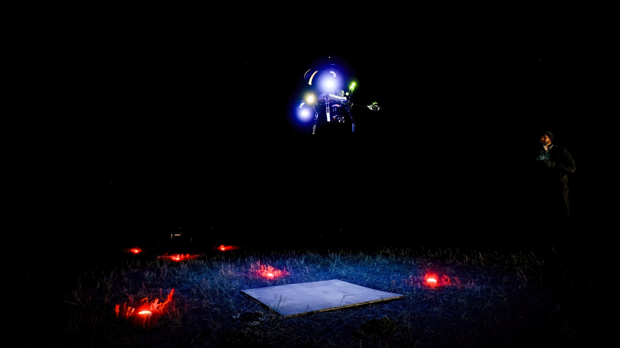 Landing drone after thermal ferret survey